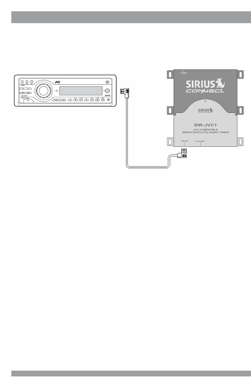 System connection examples, System 1: jvc headunit and sir-jvc1 | Sirius Satellite Radio SIR-JVC1 User Manual | Page 10 / 14