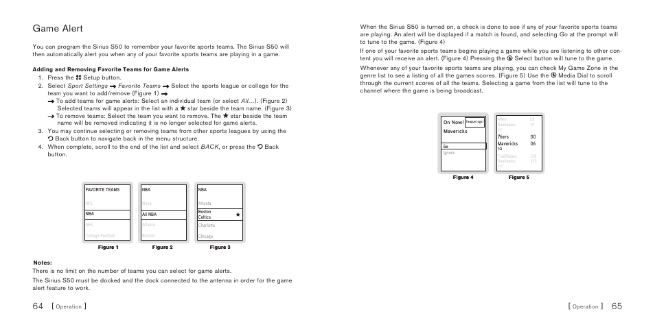 Game alert | Sirius Satellite Radio S50 User Manual | Page 34 / 58