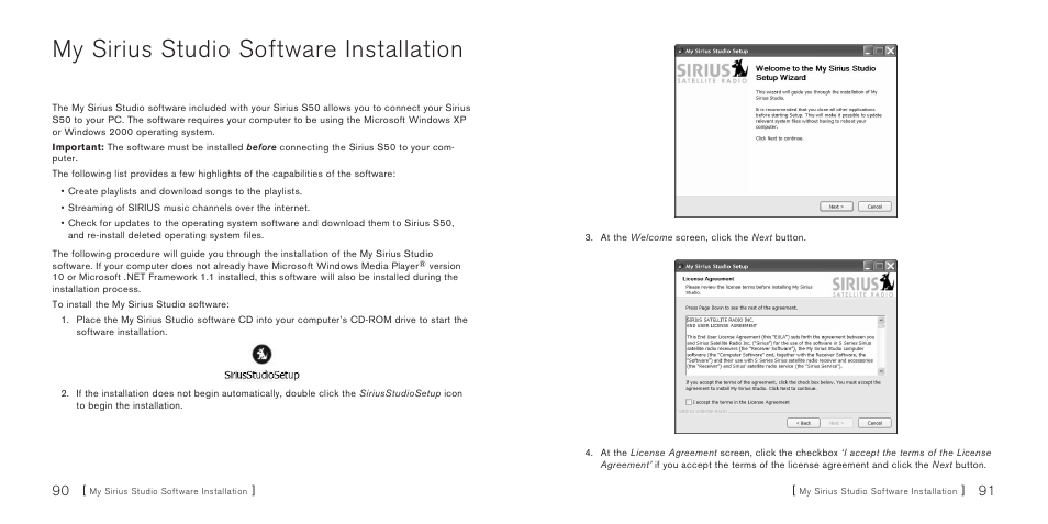 My sirius studio software installation | Sirius Satellite Radio S50 User Manual | Page 47 / 58