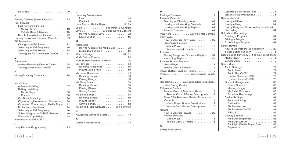 Sirius Satellite Radio S50 User Manual | Page 56 / 58