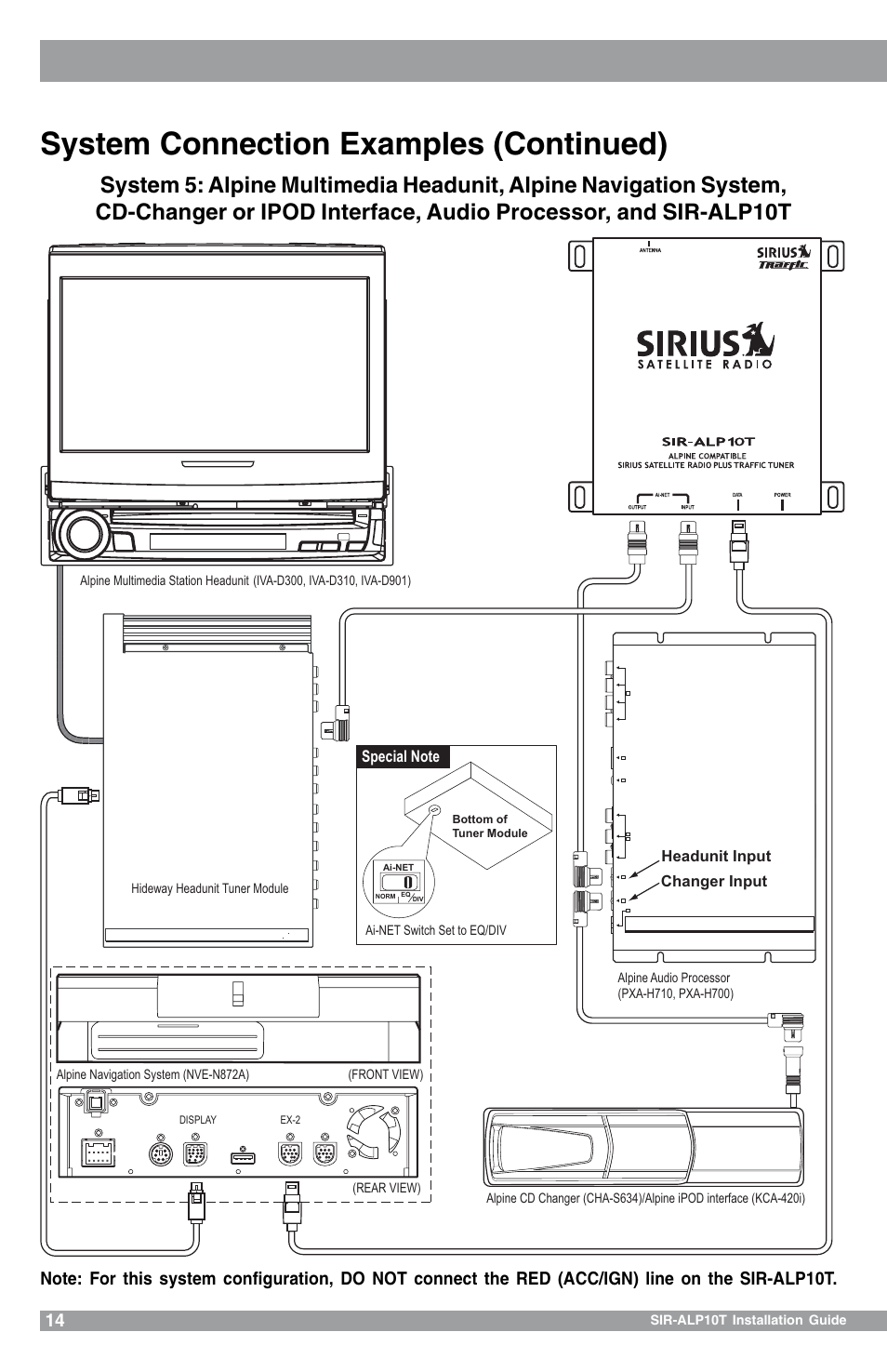 System connection examples (continued) | Sirius Satellite Radio SIR-ALP10T User Manual | Page 14 / 24