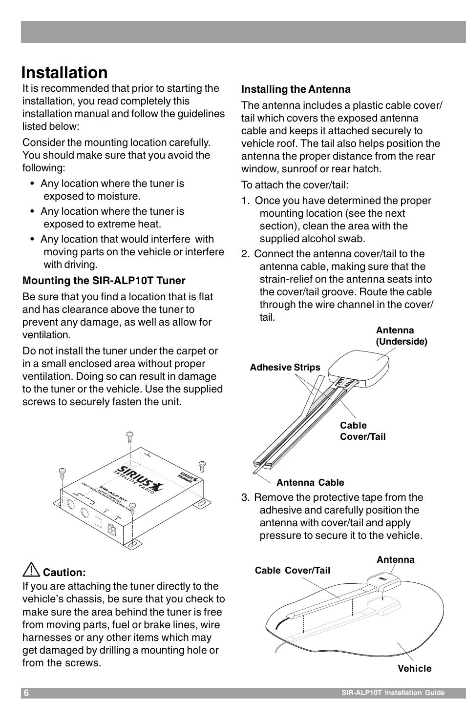 Installation | Sirius Satellite Radio SIR-ALP10T User Manual | Page 6 / 24