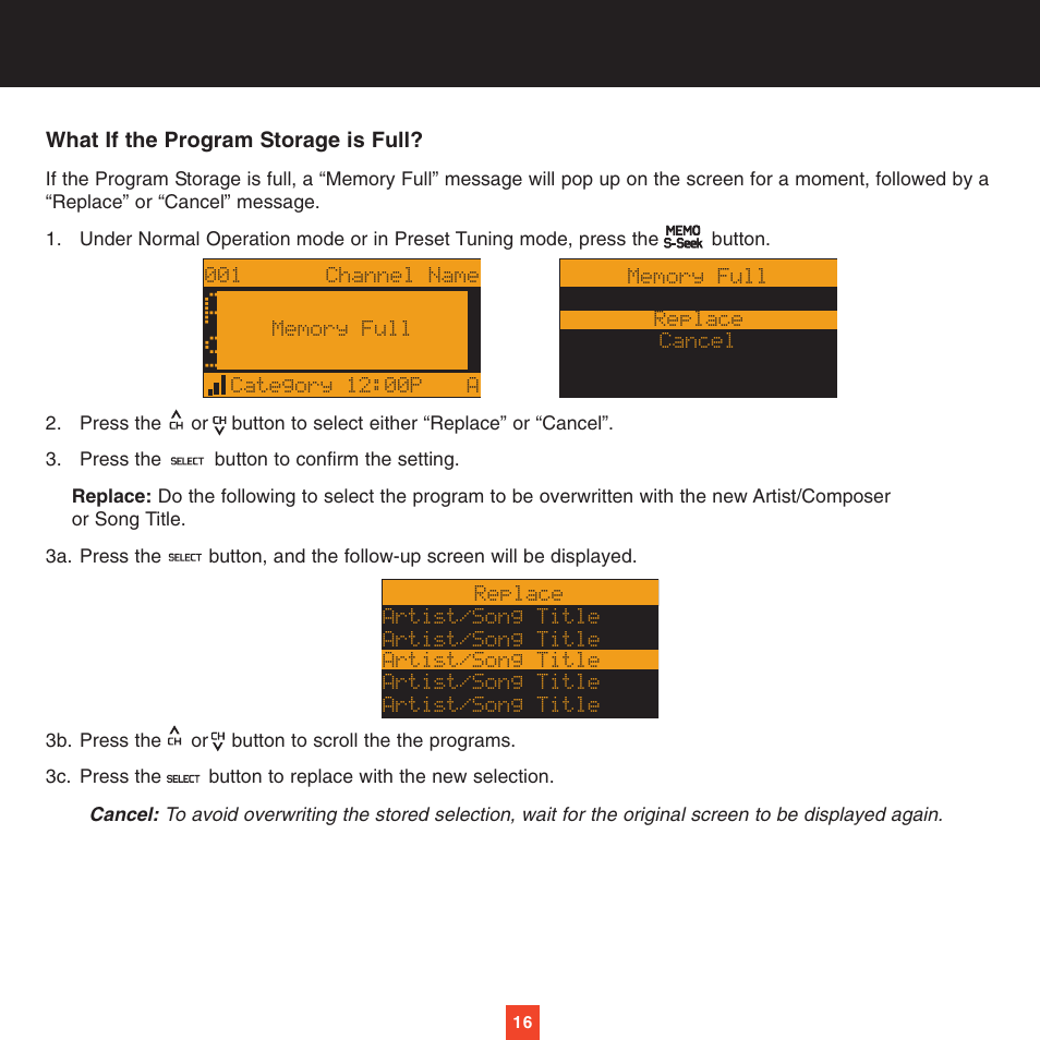 Artist song | Sirius Satellite Radio XTR2CK User Manual | Page 20 / 44