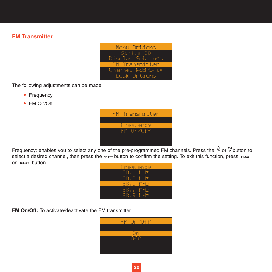 Sirius Satellite Radio XTR2CK User Manual | Page 24 / 44
