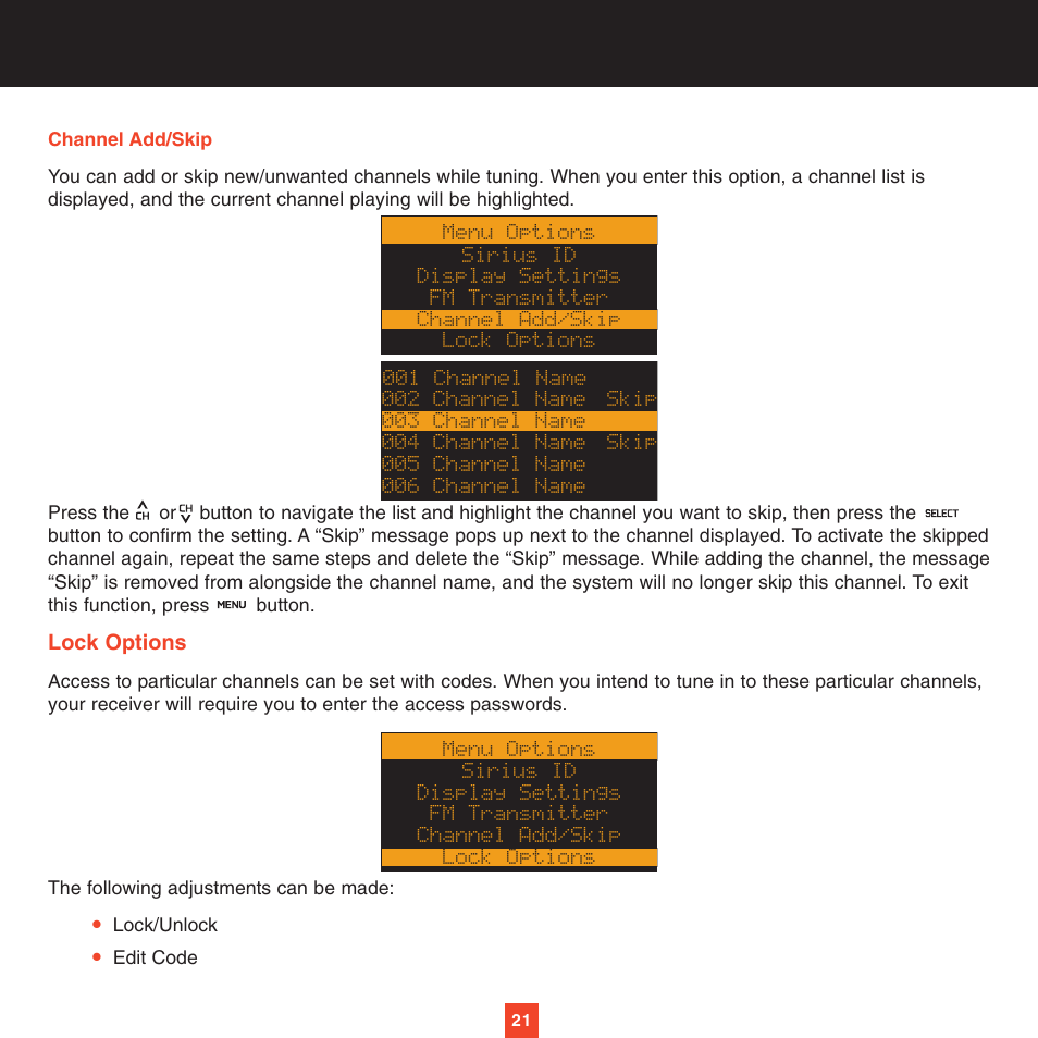 Sirius Satellite Radio XTR2CK User Manual | Page 25 / 44