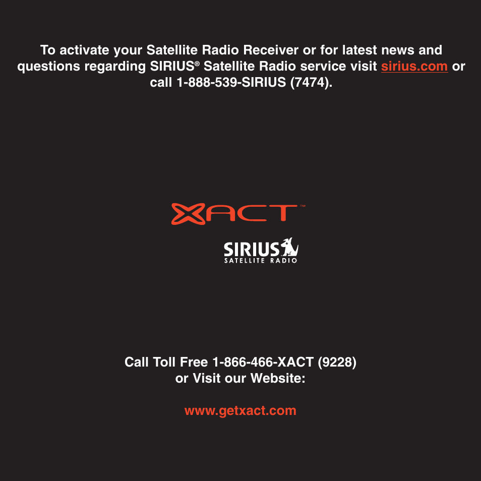 Sirius Satellite Radio XTR2CK User Manual | Page 44 / 44