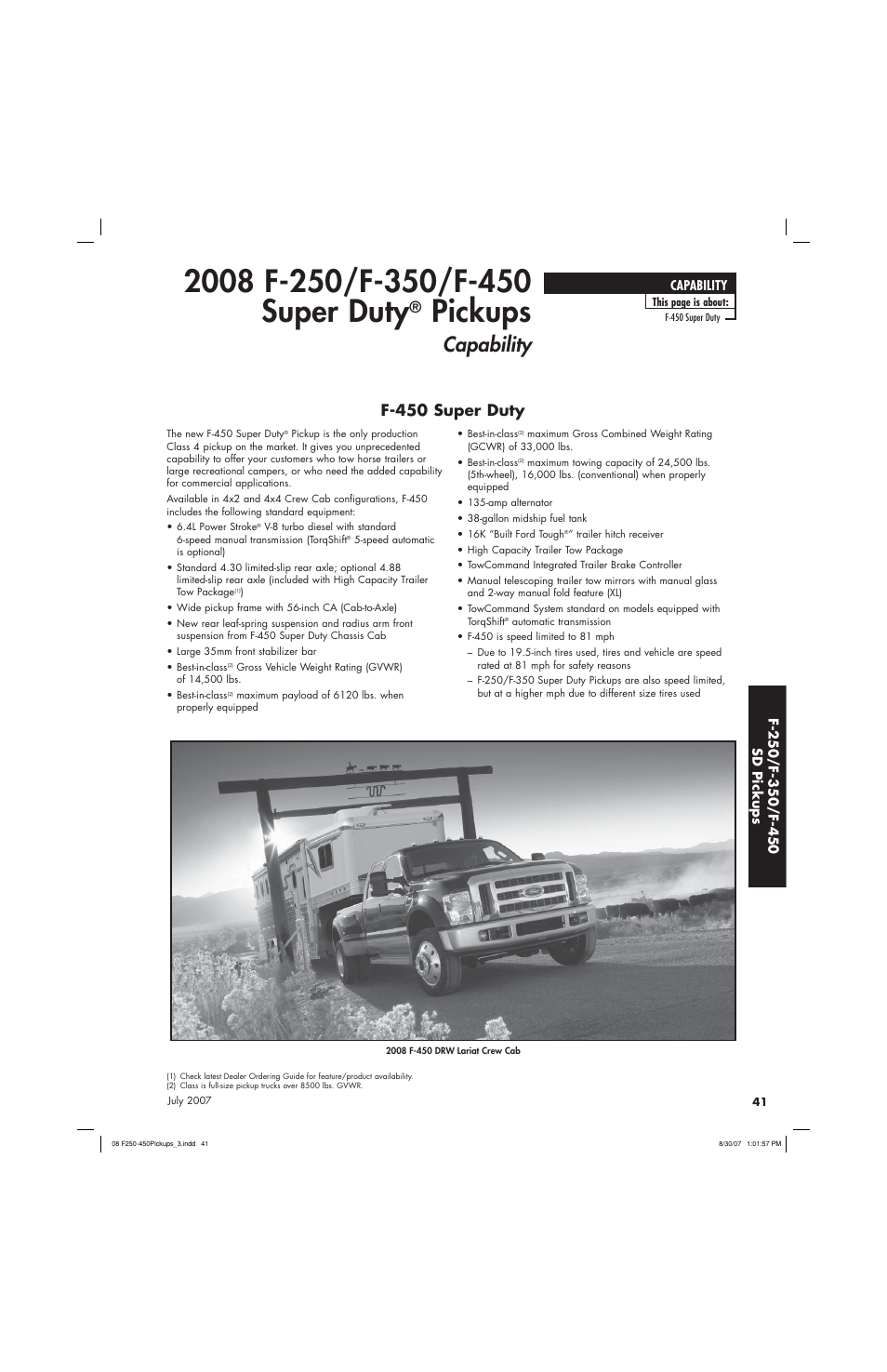 Pickups, Capability, F-450 super duty | Sirius Satellite Radio Super Duty F-450 User Manual | Page 41 / 80