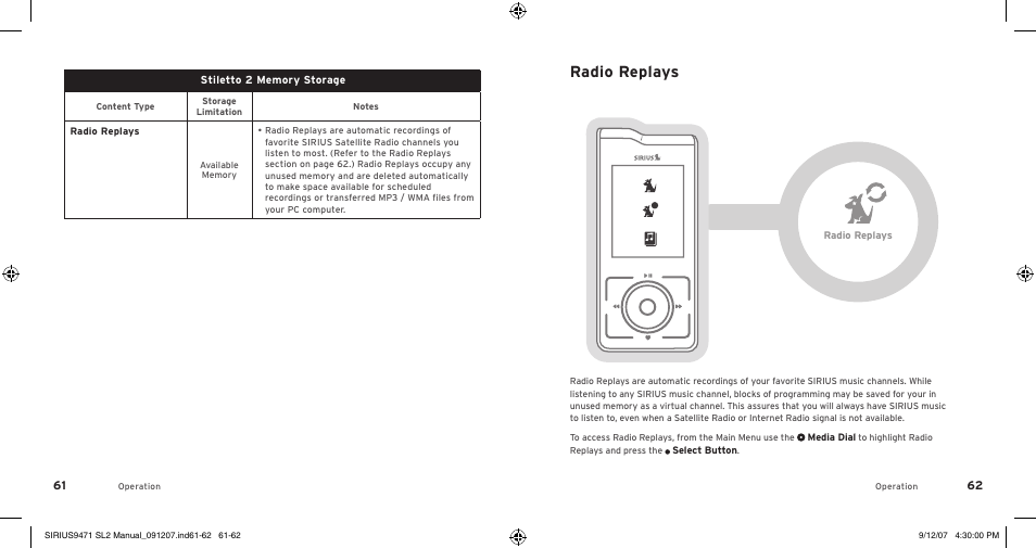 Radio replays | Sirius Satellite Radio Stiletto 2 SL2UG022508 User Manual | Page 33 / 54