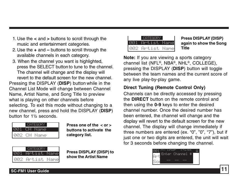 Sirius Satellite Radio Sirius Starbase SC-FM1 User Manual | Page 11 / 36