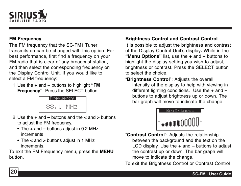1 mhz | Sirius Satellite Radio Sirius Starbase SC-FM1 User Manual | Page 20 / 36