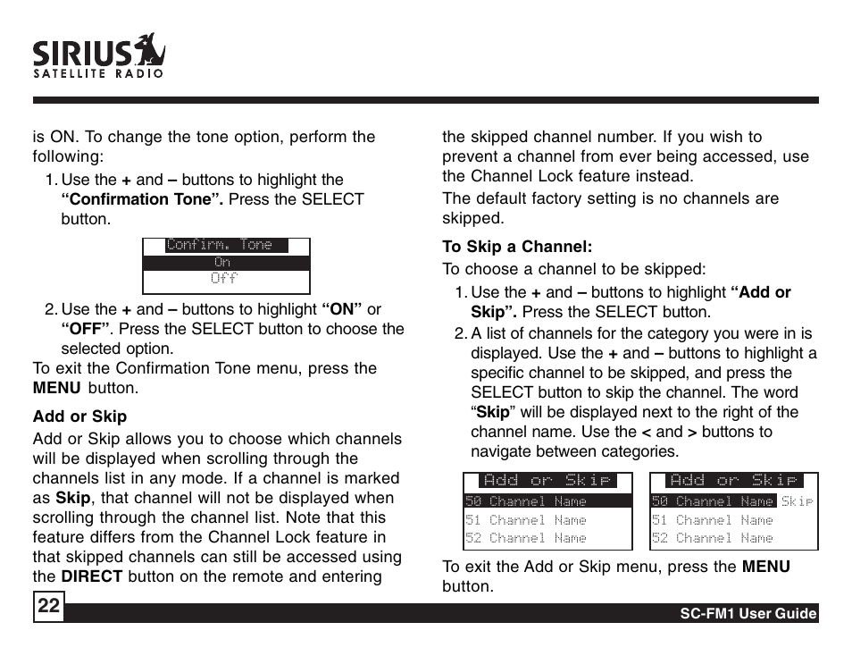 Sirius Satellite Radio Sirius Starbase SC-FM1 User Manual | Page 22 / 36