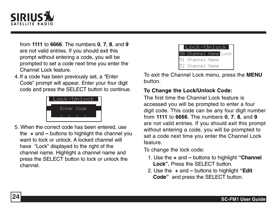Sirius Satellite Radio Sirius Starbase SC-FM1 User Manual | Page 24 / 36