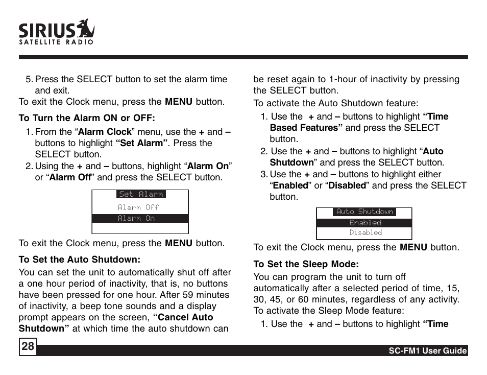 Sirius Satellite Radio Sirius Starbase SC-FM1 User Manual | Page 28 / 36