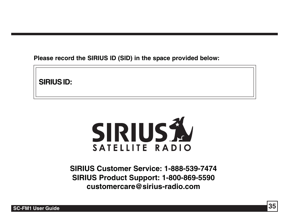 Sirius Satellite Radio Sirius Starbase SC-FM1 User Manual | Page 35 / 36