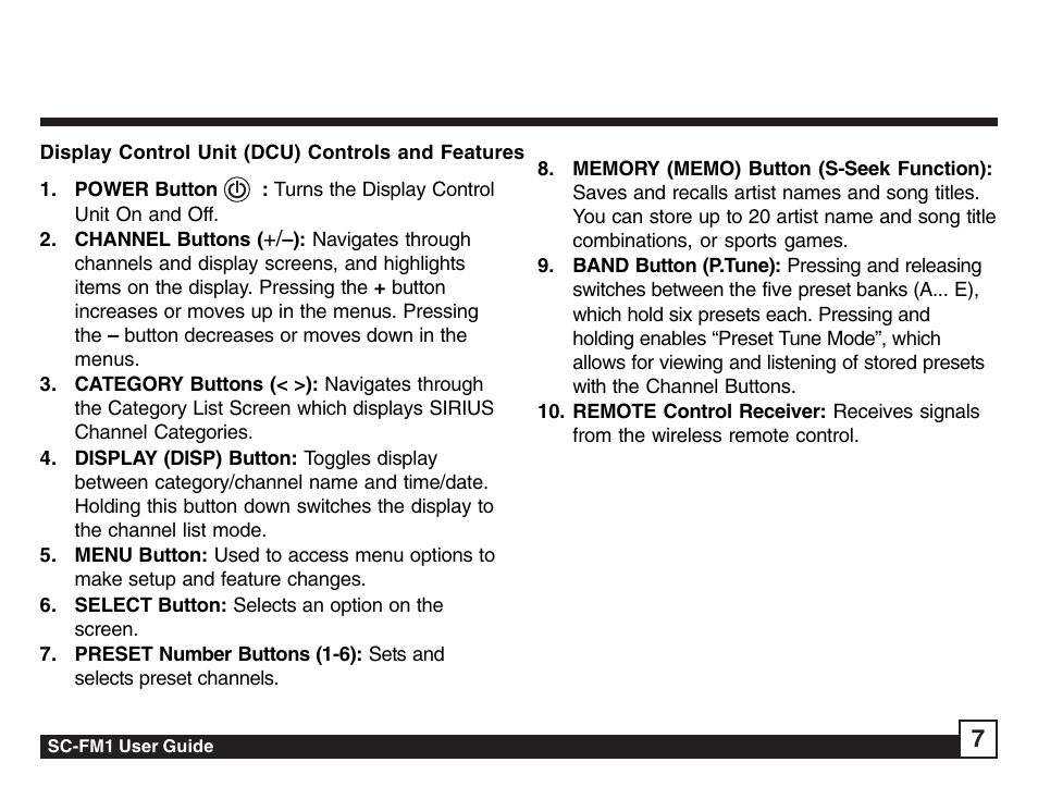Sirius Satellite Radio Sirius Starbase SC-FM1 User Manual | Page 7 / 36