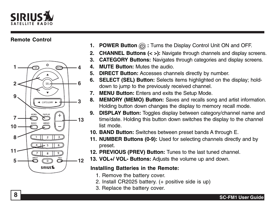 Sirius Satellite Radio Sirius Starbase SC-FM1 User Manual | Page 8 / 36