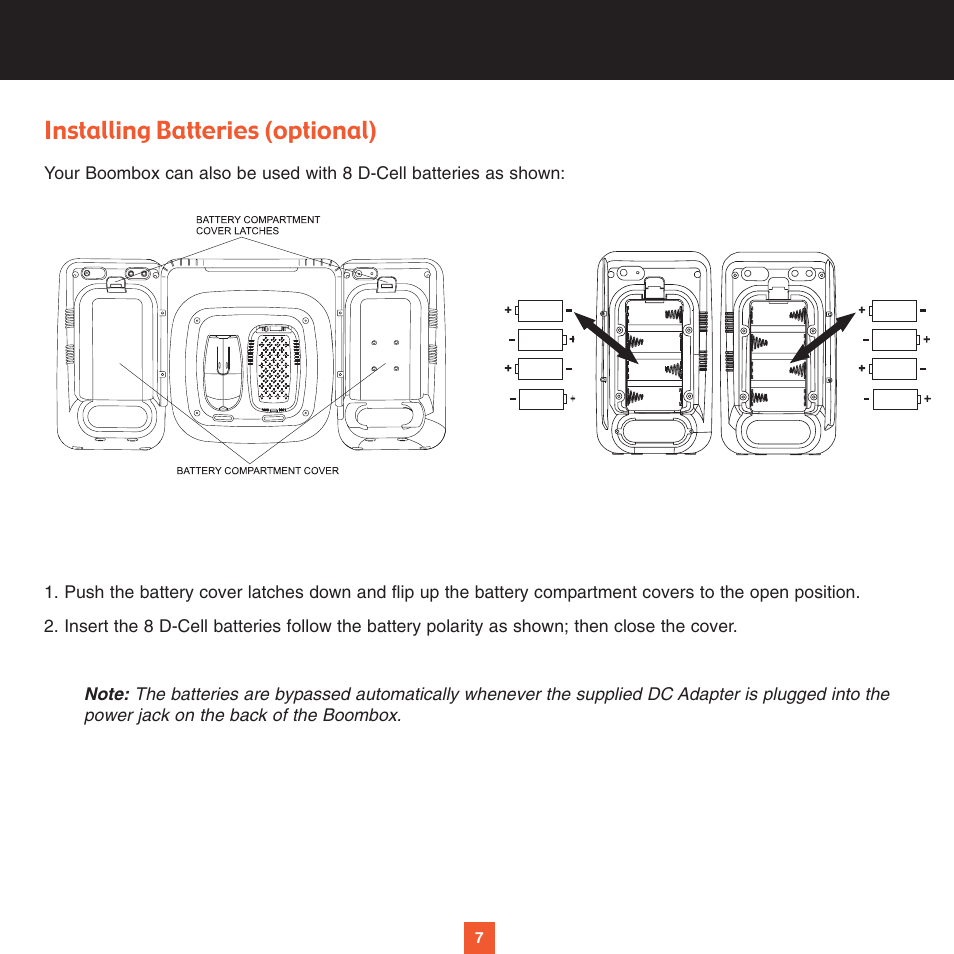 Installing batteries (optional) | Sirius Satellite Radio XS027 User Manual | Page 14 / 32