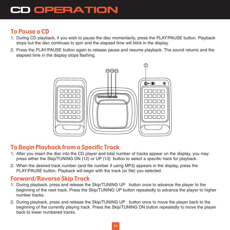 Cd operation, Forward/reverse skip track | Sirius Satellite Radio XS027 User Manual | Page 18 / 32
