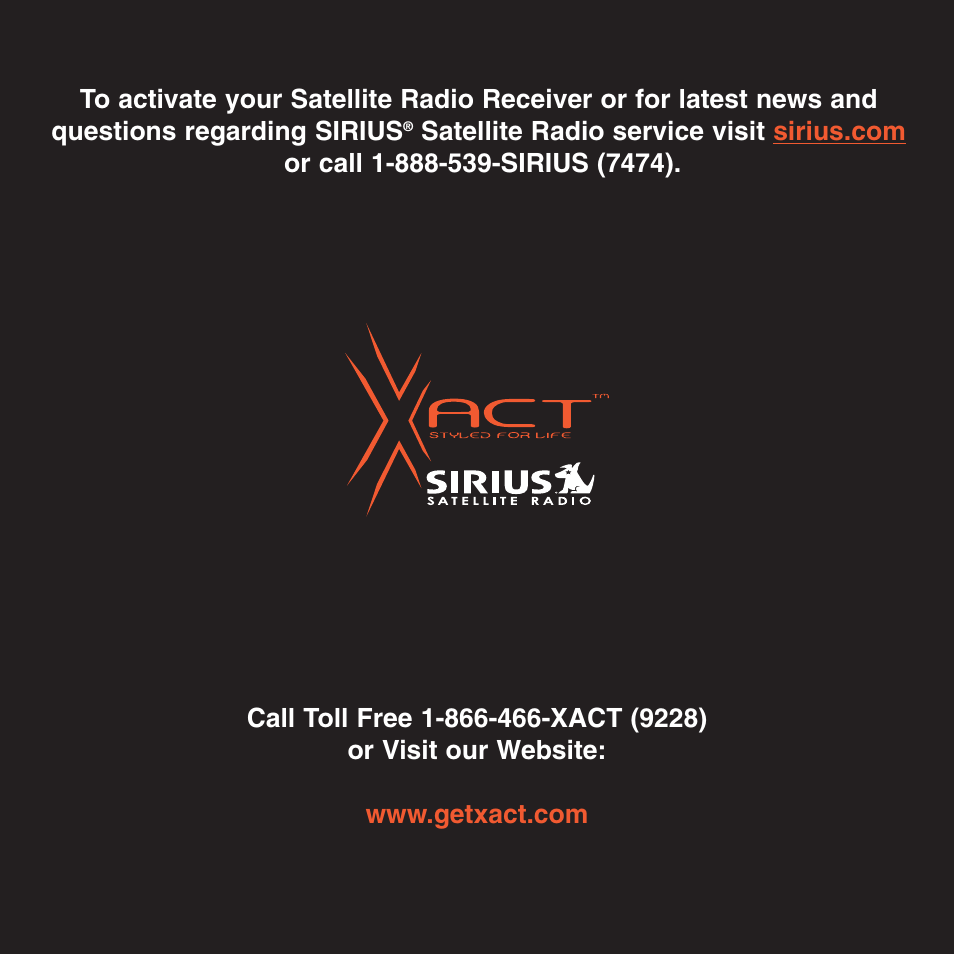 Sirius Satellite Radio XS027 User Manual | Page 32 / 32