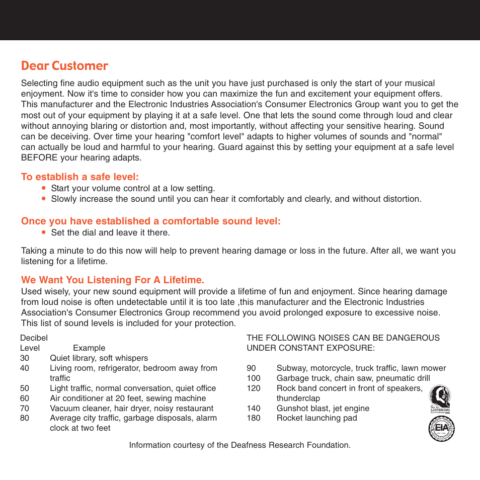 Dear customer, We want you listening for a lifetime | Sirius Satellite Radio XS027 User Manual | Page 7 / 32