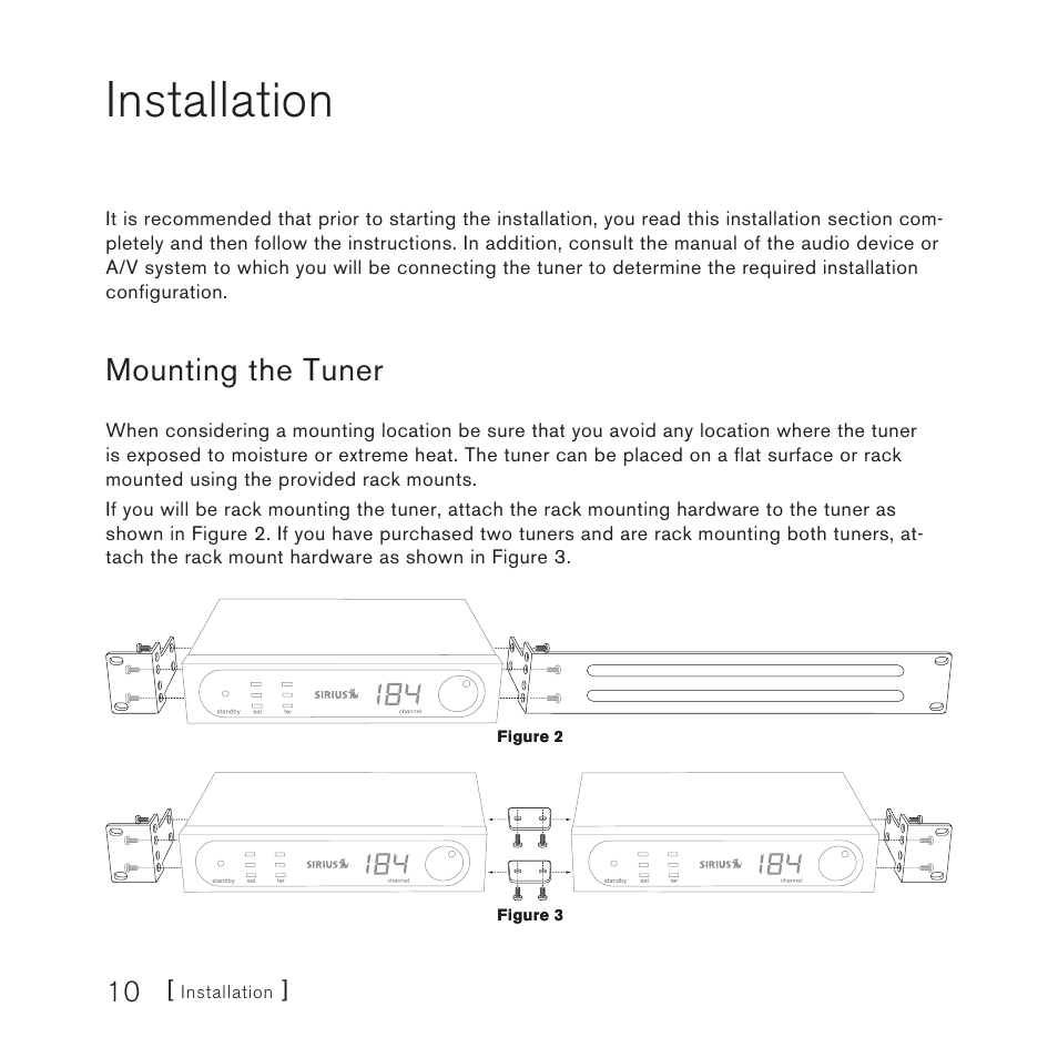 Installation, Mounting the tuner | Sirius Satellite Radio SCH2P User Manual | Page 10 / 32