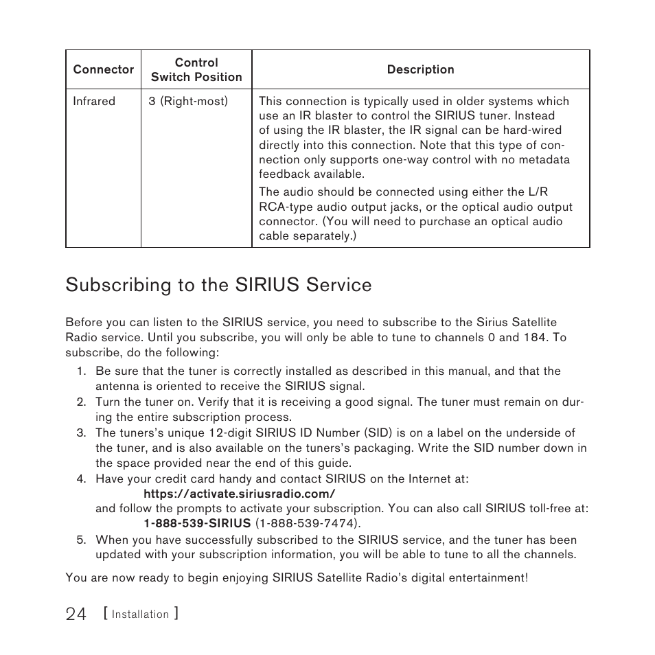 Subscribing to the sirius service | Sirius Satellite Radio SCH2P User Manual | Page 24 / 32