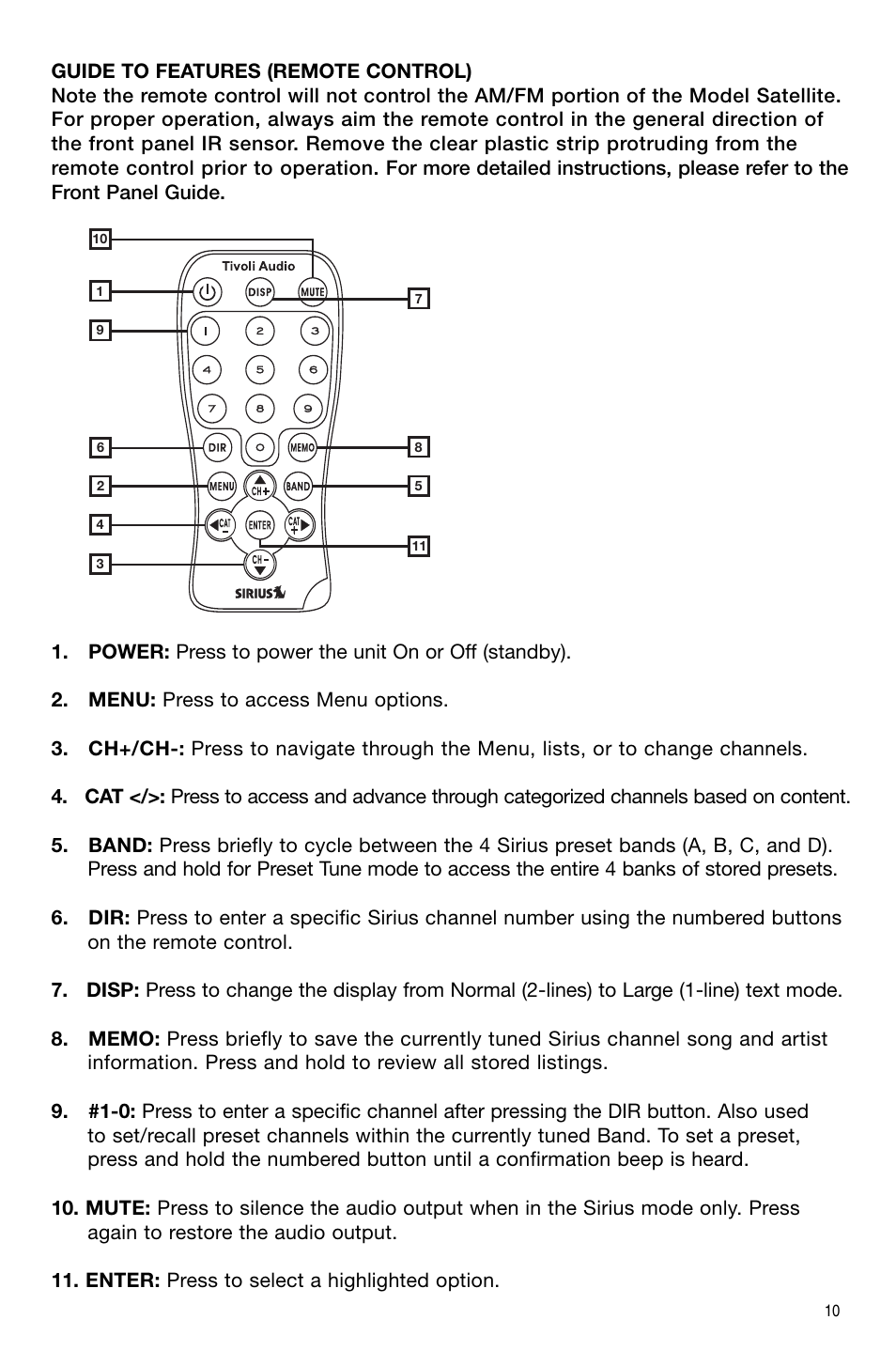 Sirius Satellite Radio Model Satellite User Manual | Page 11 / 20