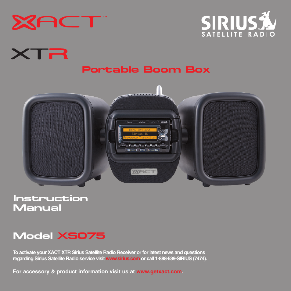 Sirius Satellite Radio XS075 User Manual | 20 pages