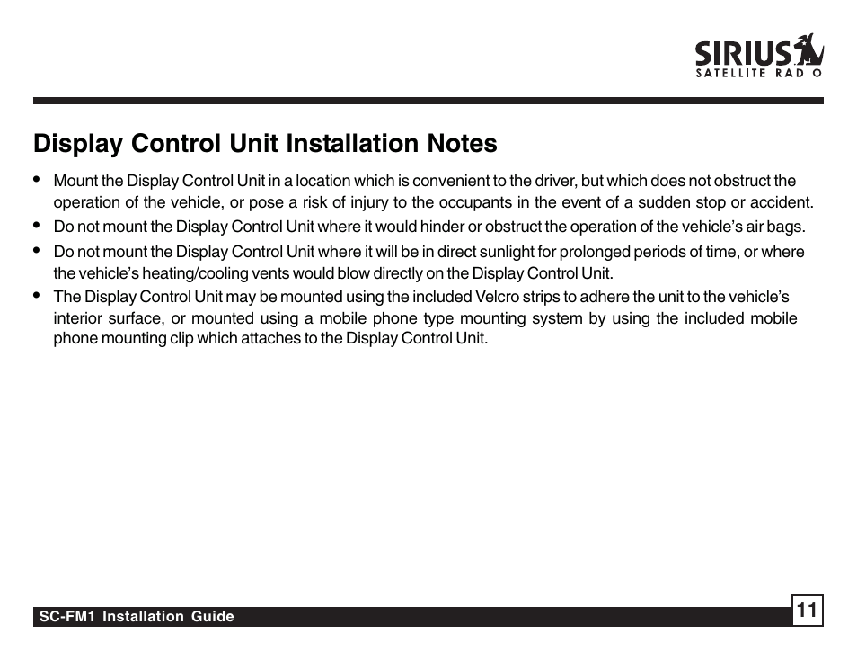 Sirius Satellite Radio SC-FM1 User Manual | Page 11 / 16