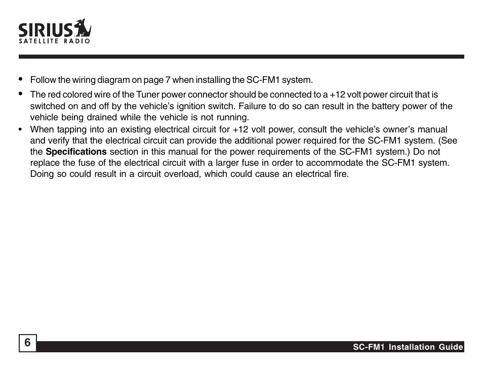 Sirius Satellite Radio SC-FM1 User Manual | Page 6 / 16
