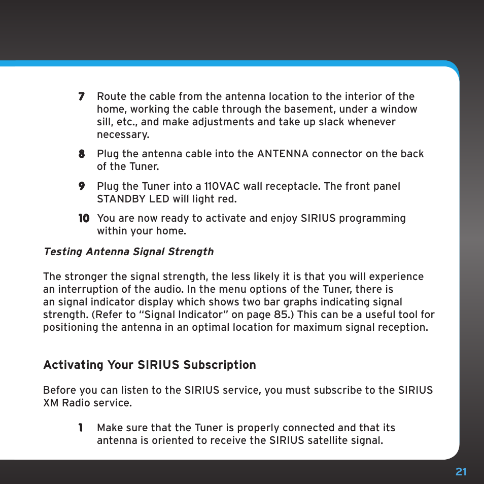 Sirius Satellite Radio SRH2000 User Manual | Page 21 / 98