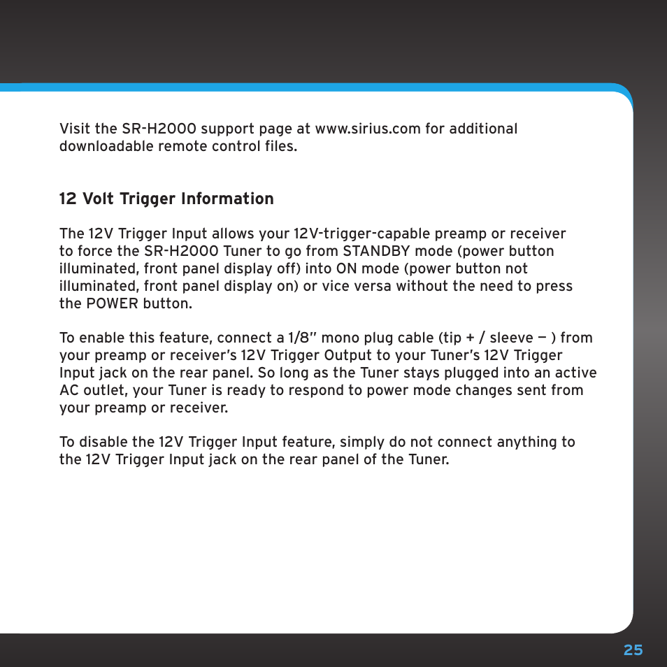 Sirius Satellite Radio SRH2000 User Manual | Page 25 / 98