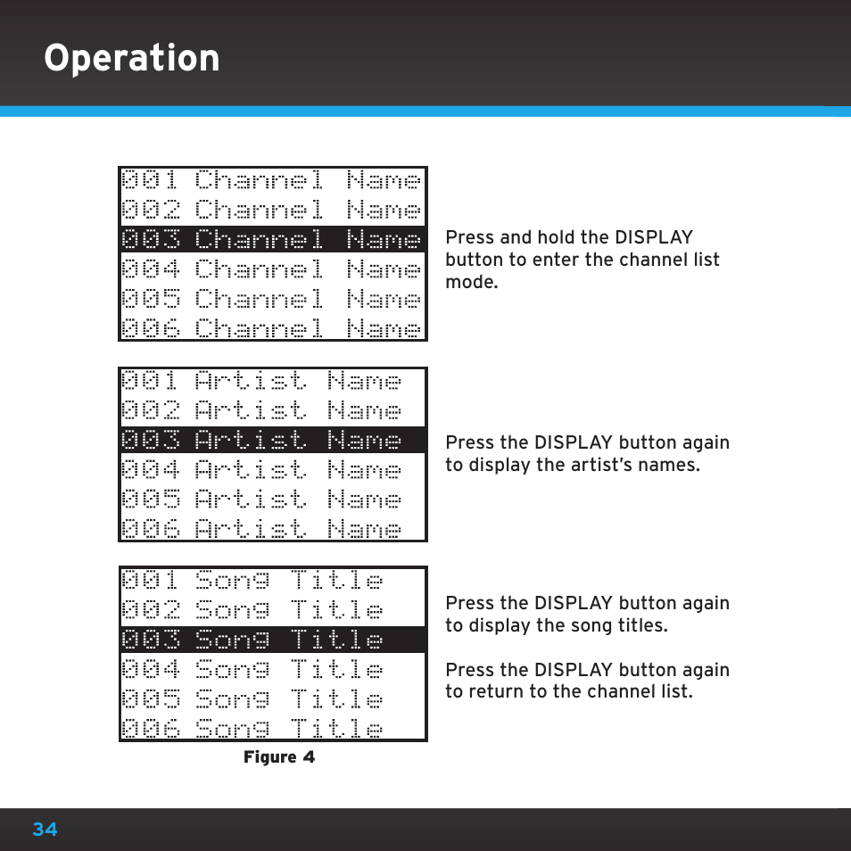 Operation | Sirius Satellite Radio SRH2000 User Manual | Page 34 / 98