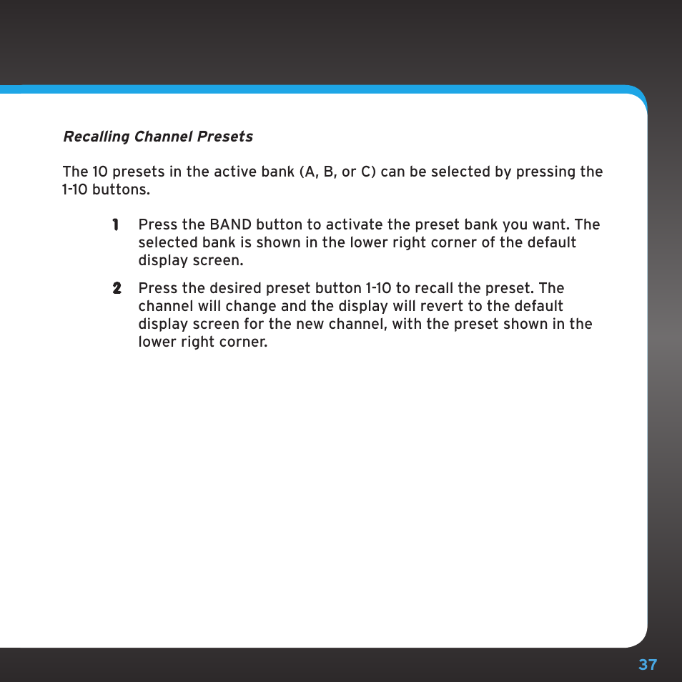 Sirius Satellite Radio SRH2000 User Manual | Page 37 / 98