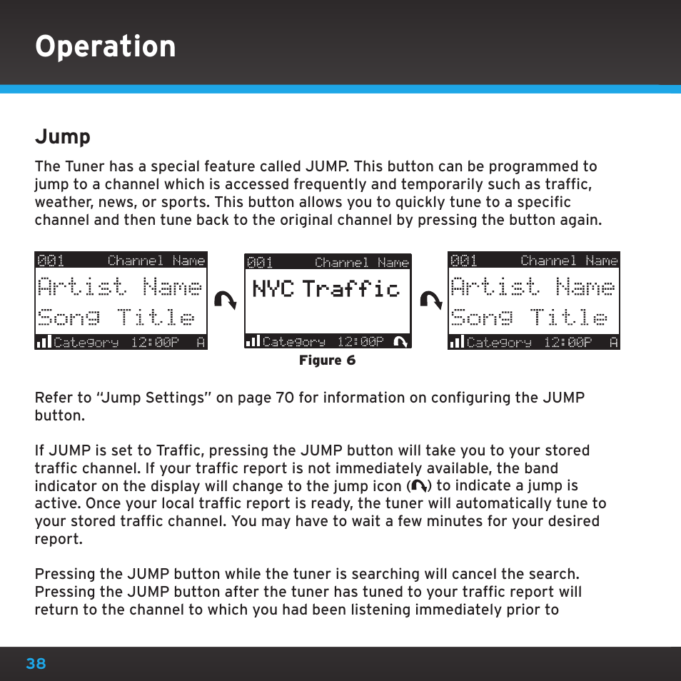 Operation, Jump | Sirius Satellite Radio SRH2000 User Manual | Page 38 / 98