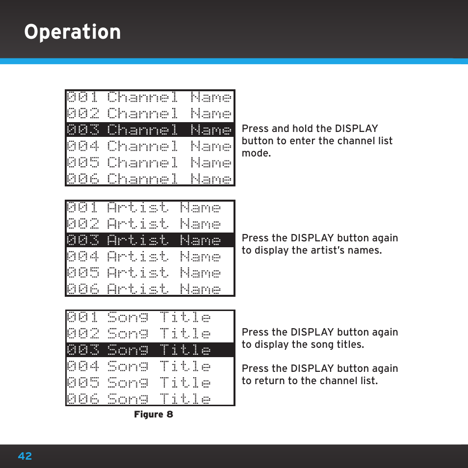 Operation | Sirius Satellite Radio SRH2000 User Manual | Page 42 / 98