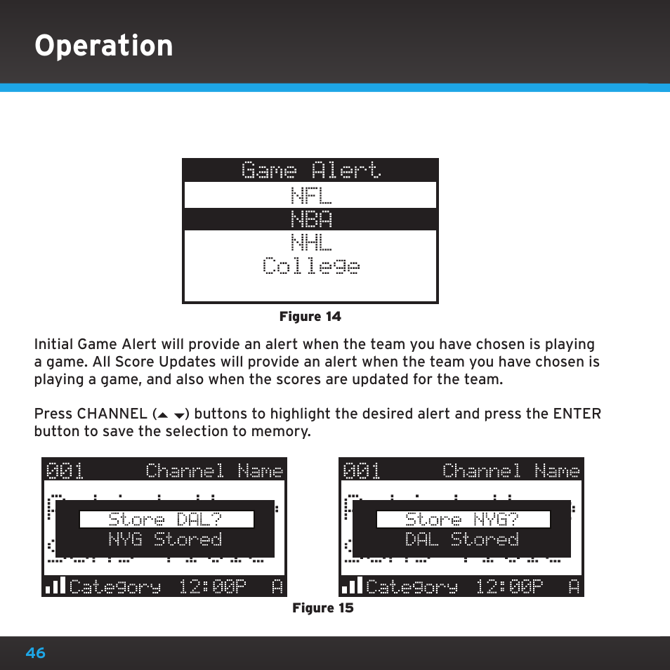 Operation | Sirius Satellite Radio SRH2000 User Manual | Page 46 / 98