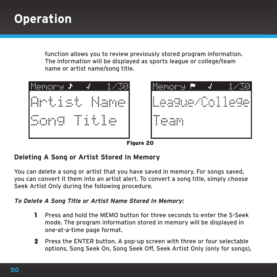 Operation | Sirius Satellite Radio SRH2000 User Manual | Page 50 / 98