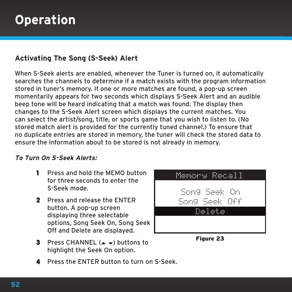 Operation | Sirius Satellite Radio SRH2000 User Manual | Page 52 / 98