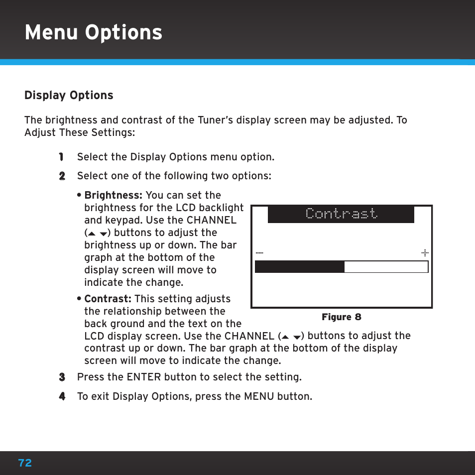 Menu options | Sirius Satellite Radio SRH2000 User Manual | Page 72 / 98