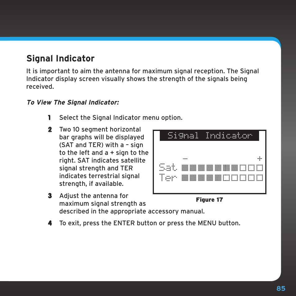 Signal indicator, Sat ter | Sirius Satellite Radio SRH2000 User Manual | Page 85 / 98