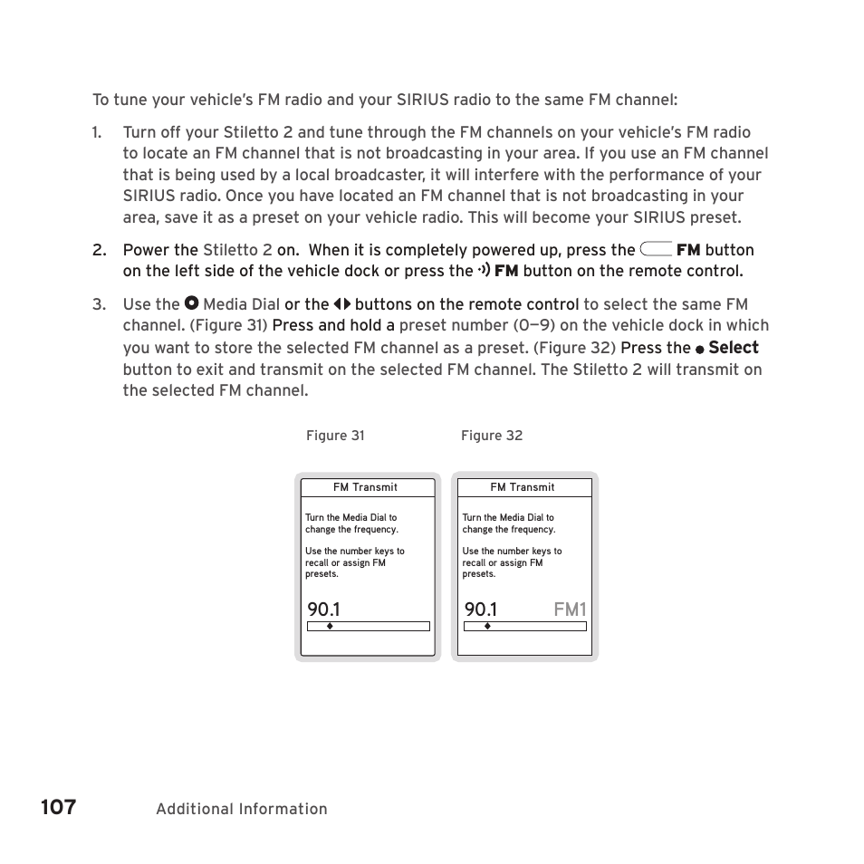 1 fm1 | Sirius Satellite Radio SIRIUS STILETTO 2 Model SLV2 User Manual | Page 110 / 144