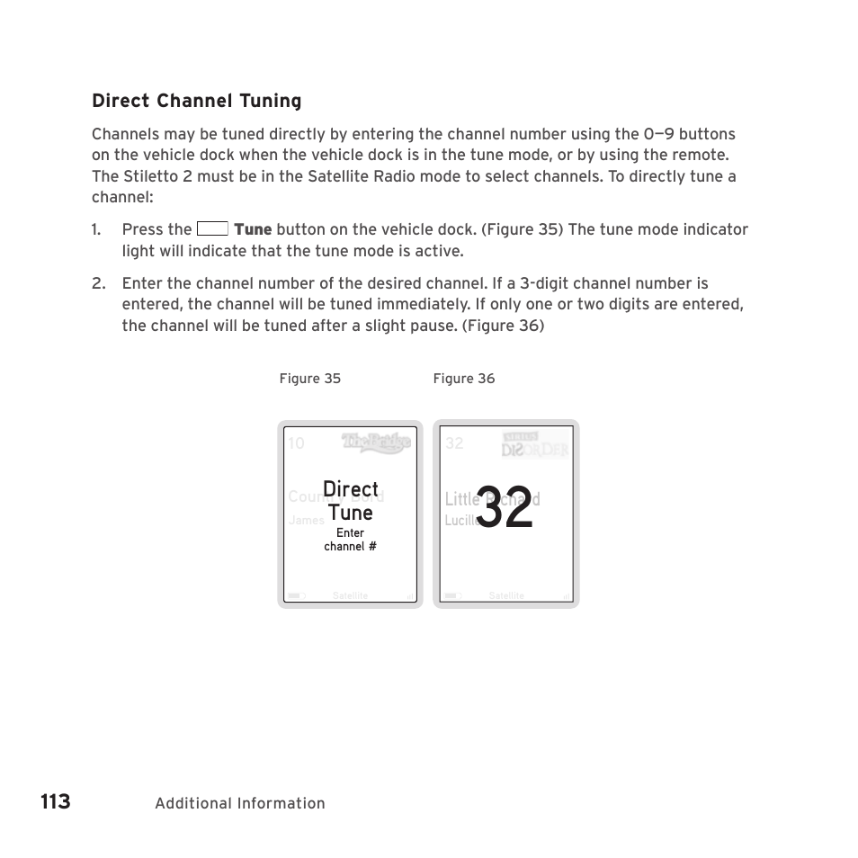 Direct tune | Sirius Satellite Radio SIRIUS STILETTO 2 Model SLV2 User Manual | Page 116 / 144