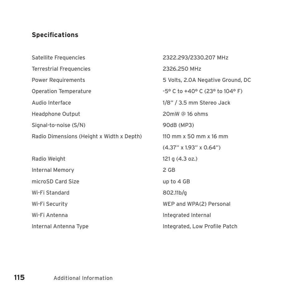 Sirius Satellite Radio SIRIUS STILETTO 2 Model SLV2 User Manual | Page 118 / 144