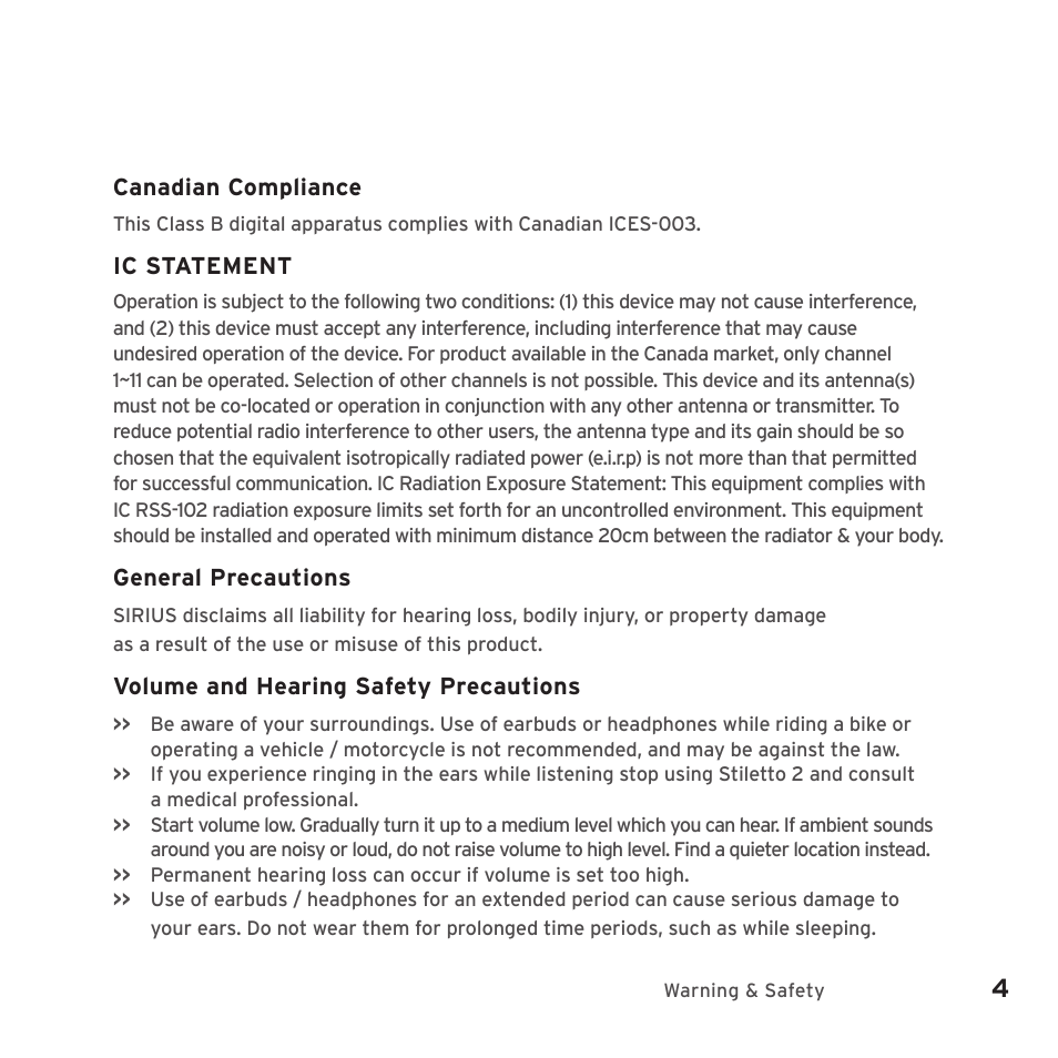 Sirius Satellite Radio SIRIUS STILETTO 2 Model SLV2 User Manual | Page 7 / 144