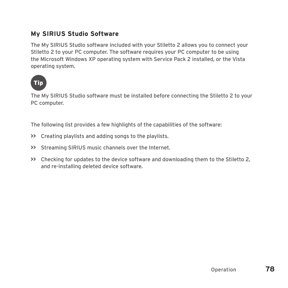 Sirius Satellite Radio SIRIUS STILETTO 2 Model SLV2 User Manual | Page 81 / 144