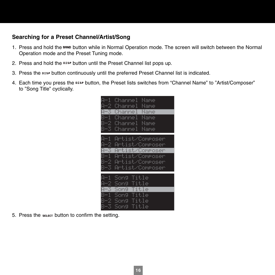 Sirius Satellite Radio XTR1 User Manual | Page 20 / 44