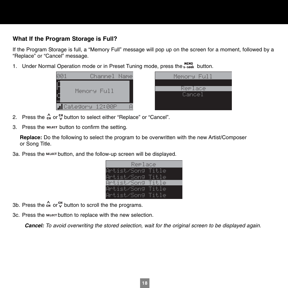 Artist song | Sirius Satellite Radio XTR1 User Manual | Page 22 / 44