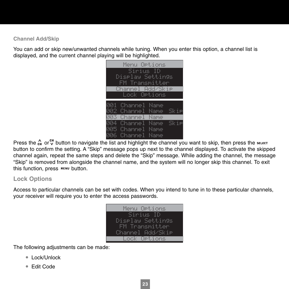 Sirius Satellite Radio XTR1 User Manual | Page 27 / 44