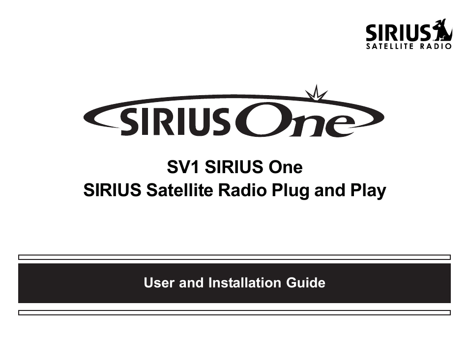 Sirius Satellite Radio SV1 User Manual | 32 pages